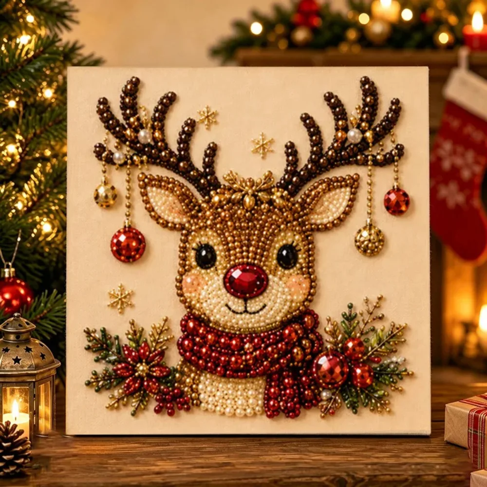 DIY Perlenkunst-Malset Weihnachtsmann-Rahmen Weihnachts-Wanddekoration Handgemachtes Perlenkunst-Bastelset für Erwachsene Weihnachtsgeschenk – Detail 8