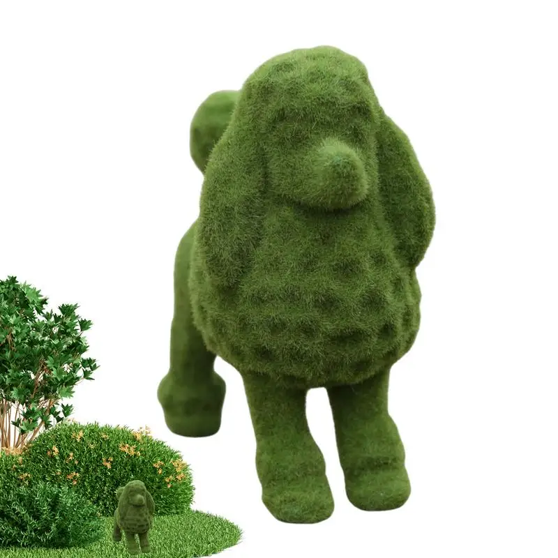 

Dog Sculpture Resin Flocked Poodle Art Sculpture Green Sculpture Collectible Figurine For Home Patio Backyard Yard Lawn Decor