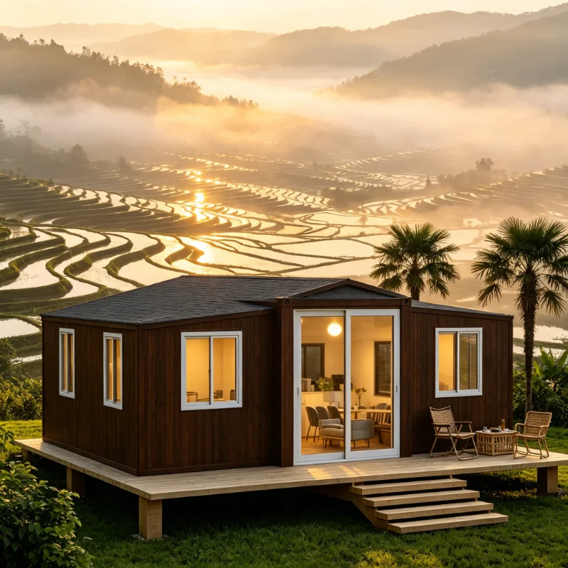 Customizable 20/40 Ft Prefabricated Expandable Container House Customizable Luxury Tiny House Modular Home with Terrace Design