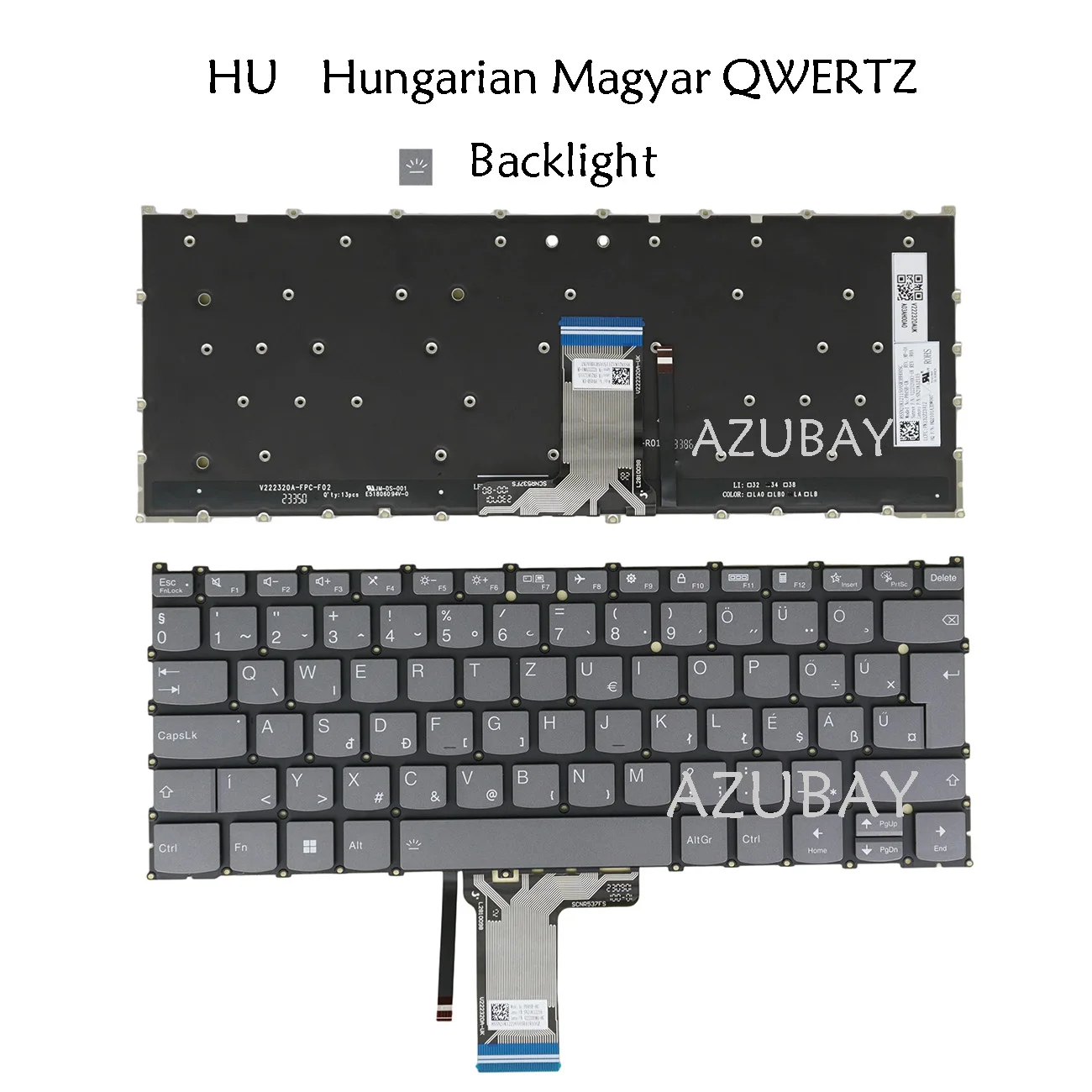 Backlit Keyboard For Lenovo IdeaPad Slim 3 14IRU9 83E5 14ITN9 83L6, oga 7 2-in-1 14AHP9 83DK 14IML9 83DJ Hungarian Magyar QWERTZ