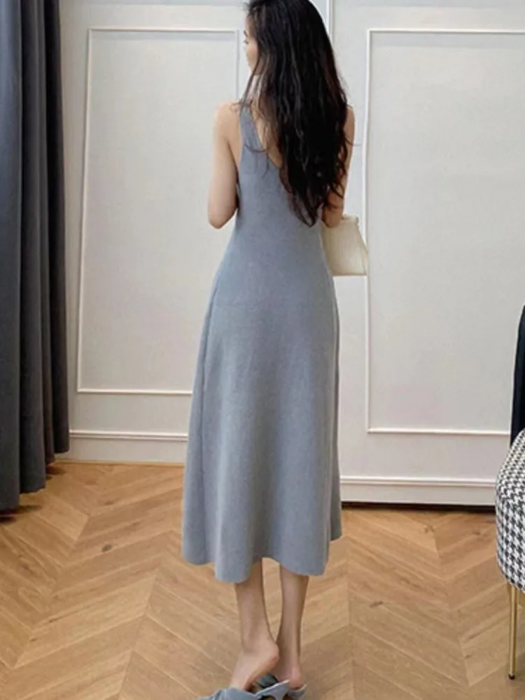 2024 new autumn winter Knit Dress 2 piece sets women outfit Short Sweater pullover Slim Tank Maxi Vestidos conjuntos femininos