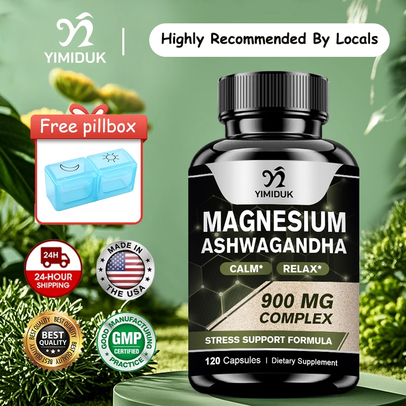 

Yimiduk High Quality Magnesium Ashwagandha Supplements, with Mag Citrate & Oxide, for Rest, Calm Mood & Sleep