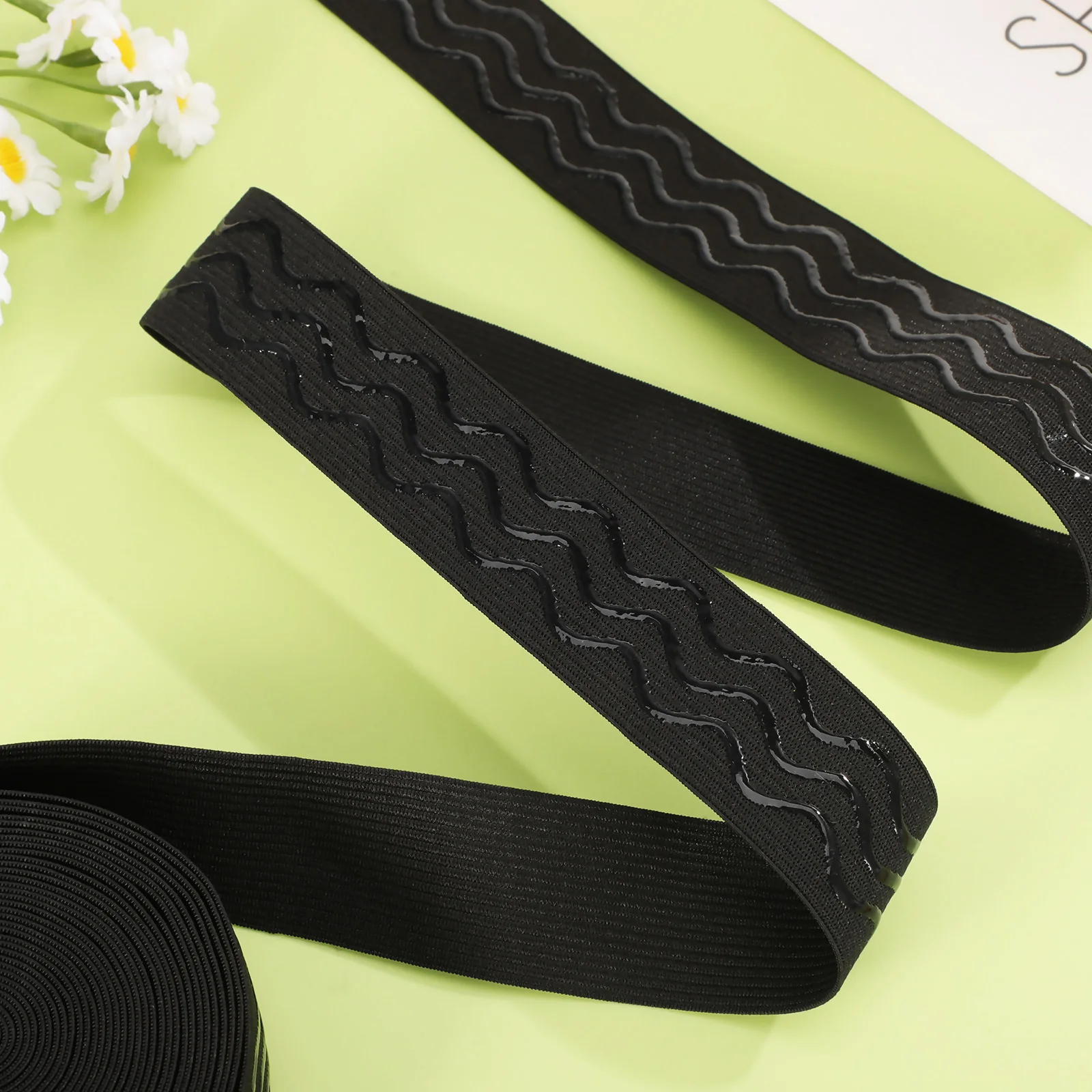

1pcs 6 Yards 1.5 Inch Wide Black Non Slip Elastic Gripper Band For Garment Sewing Flat Elastic Strap Craft Waistband Clothing
