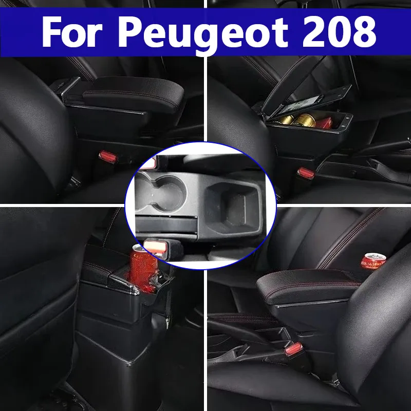

For Peugeot 208 Armrest Box Storage Box 2012 2013 2014 2015 2016 2017 2018 Auto Parts Interior Center Console Organizer