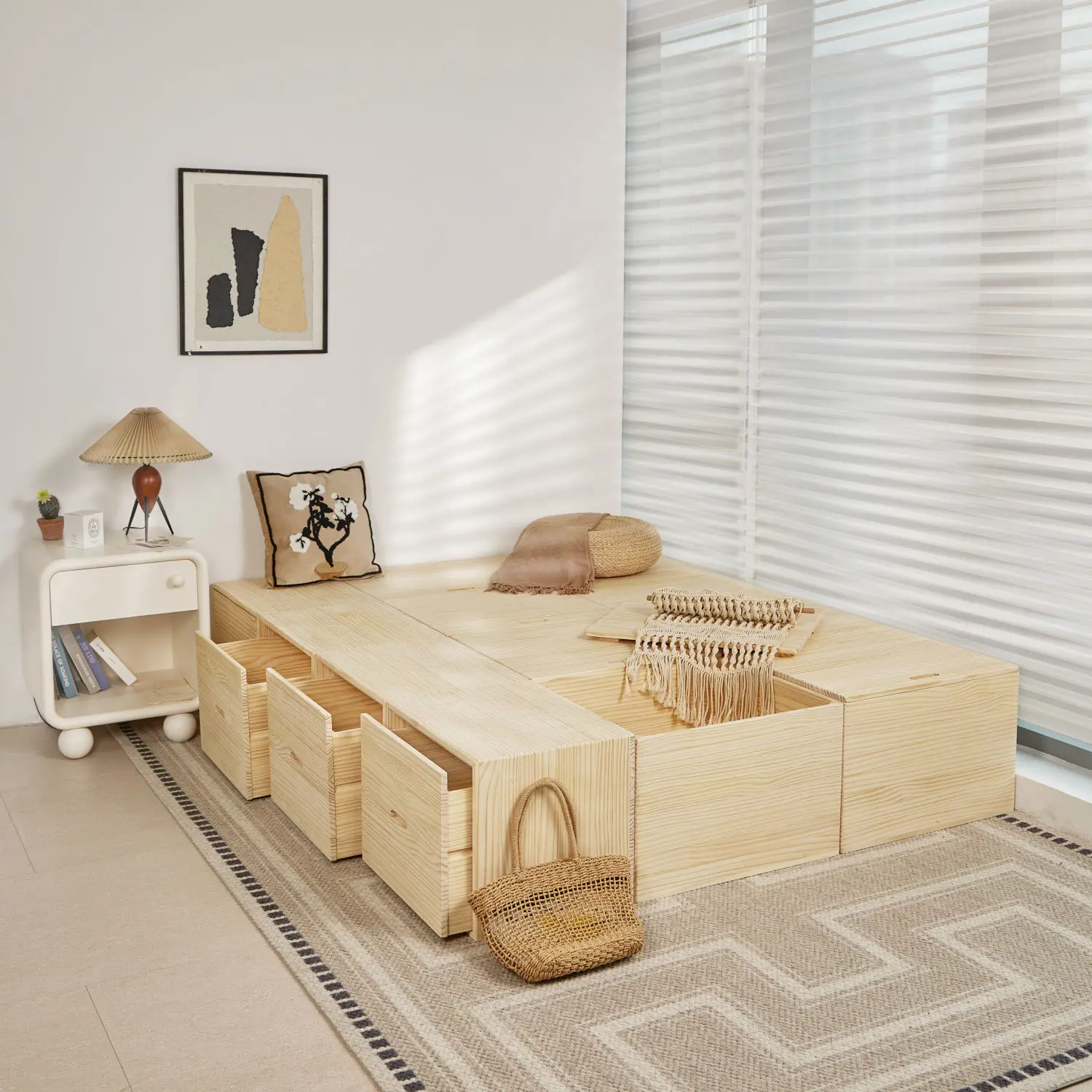 Storage box bed rectangular seated storage box widened splicing bed bay window cabinet