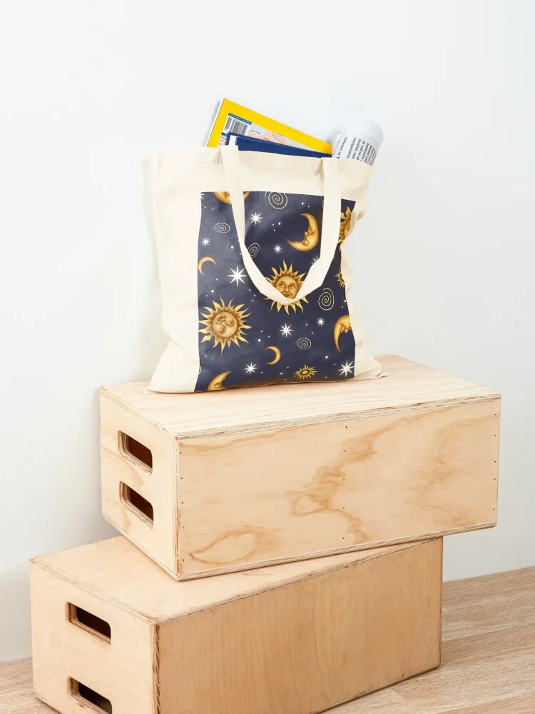 Vintage Celestial Pattern Tote Bag bag for beach shopper bag women canvas Women's shopping Women's shopper
