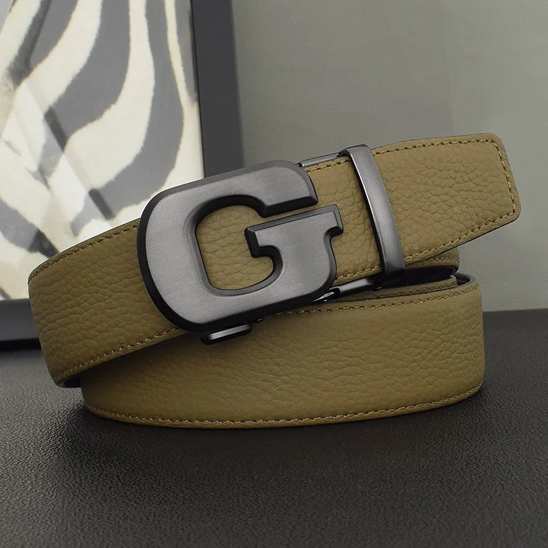 2025 Hot Letter Luxury Men Khaki Designer Belt High Quality Wide Fashion Casual Business Classic Waist Strap Ceinture Homme
