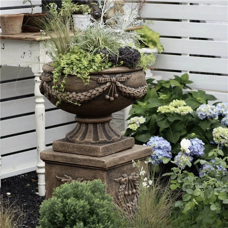 Magnesium oxide wheat ear pattern retro old flower pot outdoor villa garden landscaping decoration
