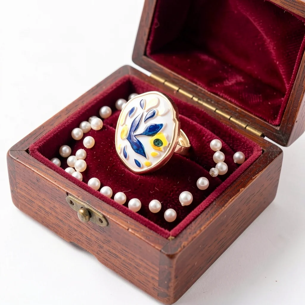 Oil Painted Floral Ring Oil Painted Women'S Ring Fashion Ring Open Adjustable For Dates Family Members Daily Wear
