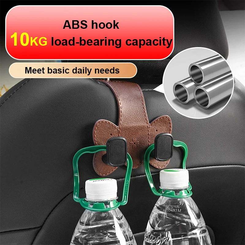 

Car Headrest Hook Double Hooks Leather & ABS Car Seat Back Storage Hook Car Rear Seat Back Hooks Universal 2 in 1 Car Interior