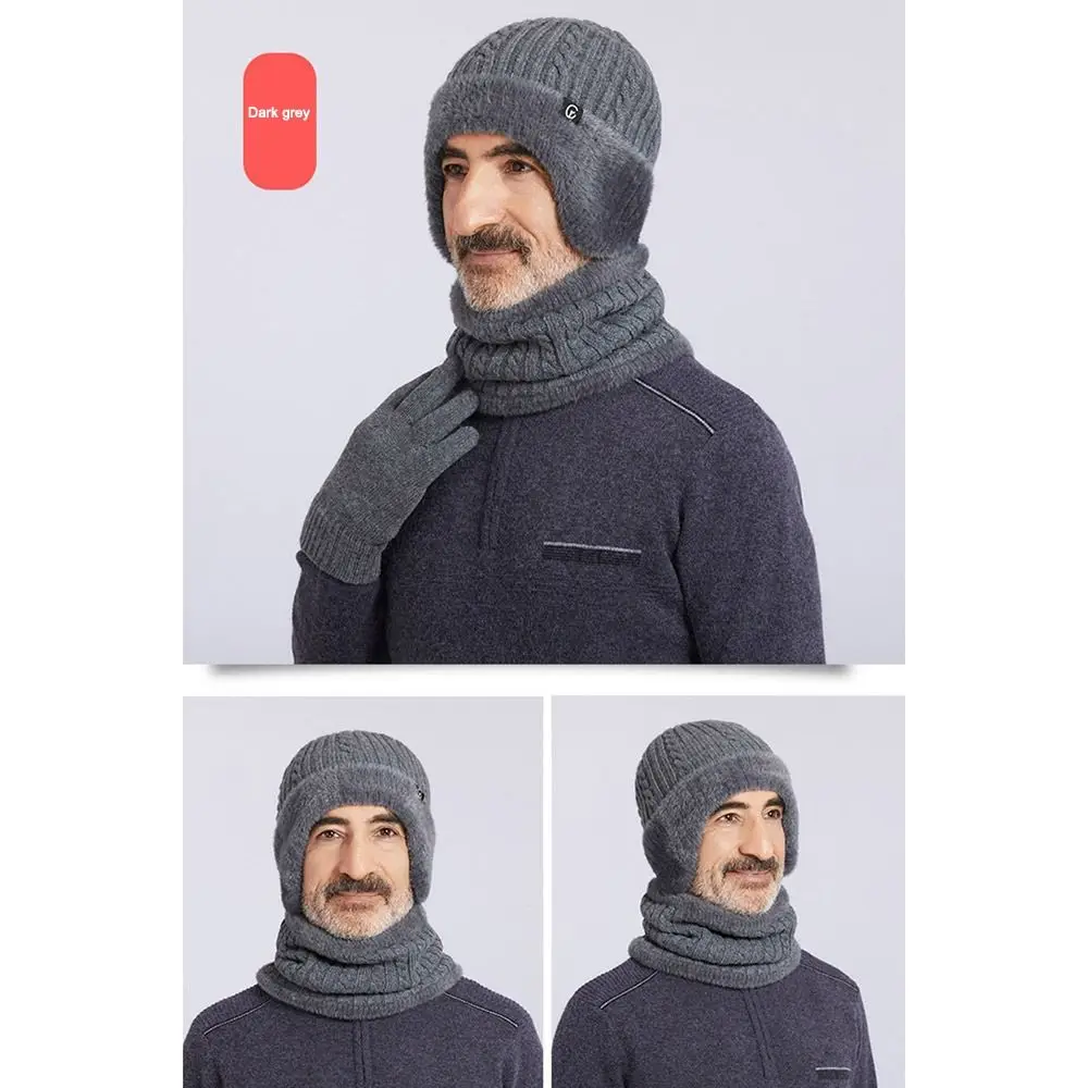 قطيفة محبوك قبعة صغيرة طقم وشاح ، الأذن رفرف كاب ، بالإضافة إلى الصوف ، حماية الباردة ، الجمجمة ، دافئ ، الشتاء