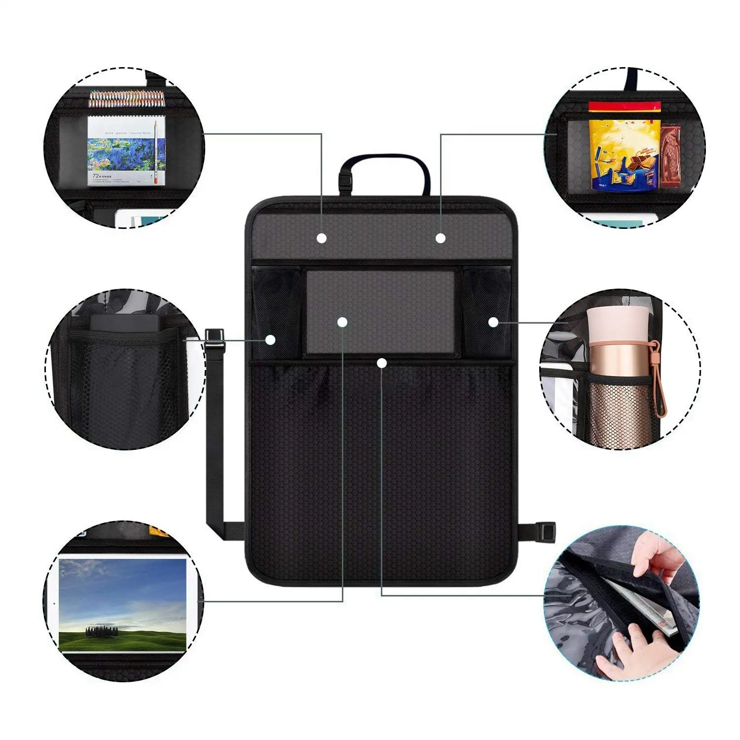 

Car Seat Organizer Auto Car Backseat Organizer Car-Styling Holder Multi-Pocket Seat Multifunction Storage 2PCS