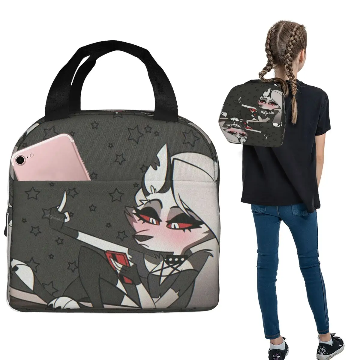 

Helluva Boss Loona Insulated Lunch Bag for Women Kids Portable Food Boxes Thermal Lunch Box Tote