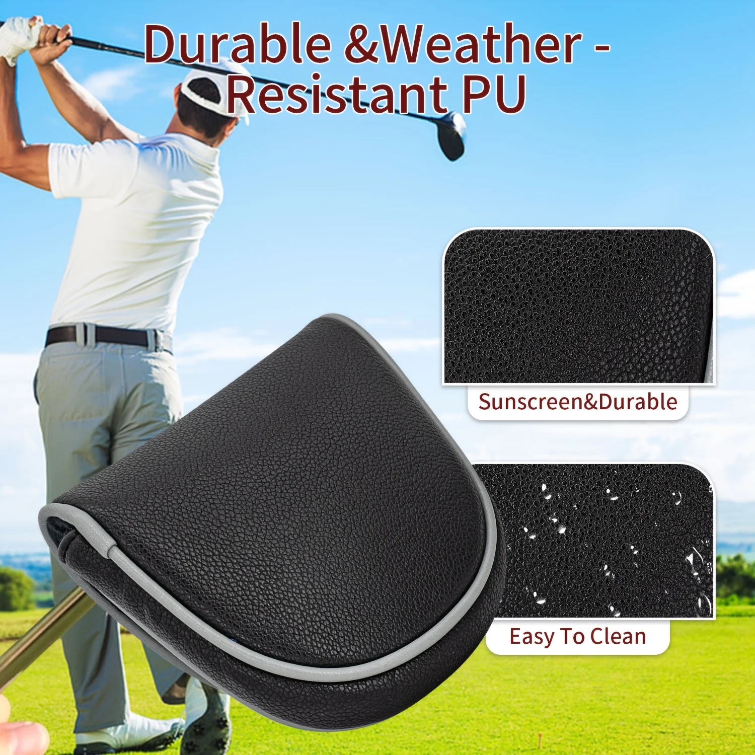 1pc Blank Design Golf Putter Headcover, Semi-Circular Putter Cover, PU Material with Premium Embroidery, Fits Most Brands image 4