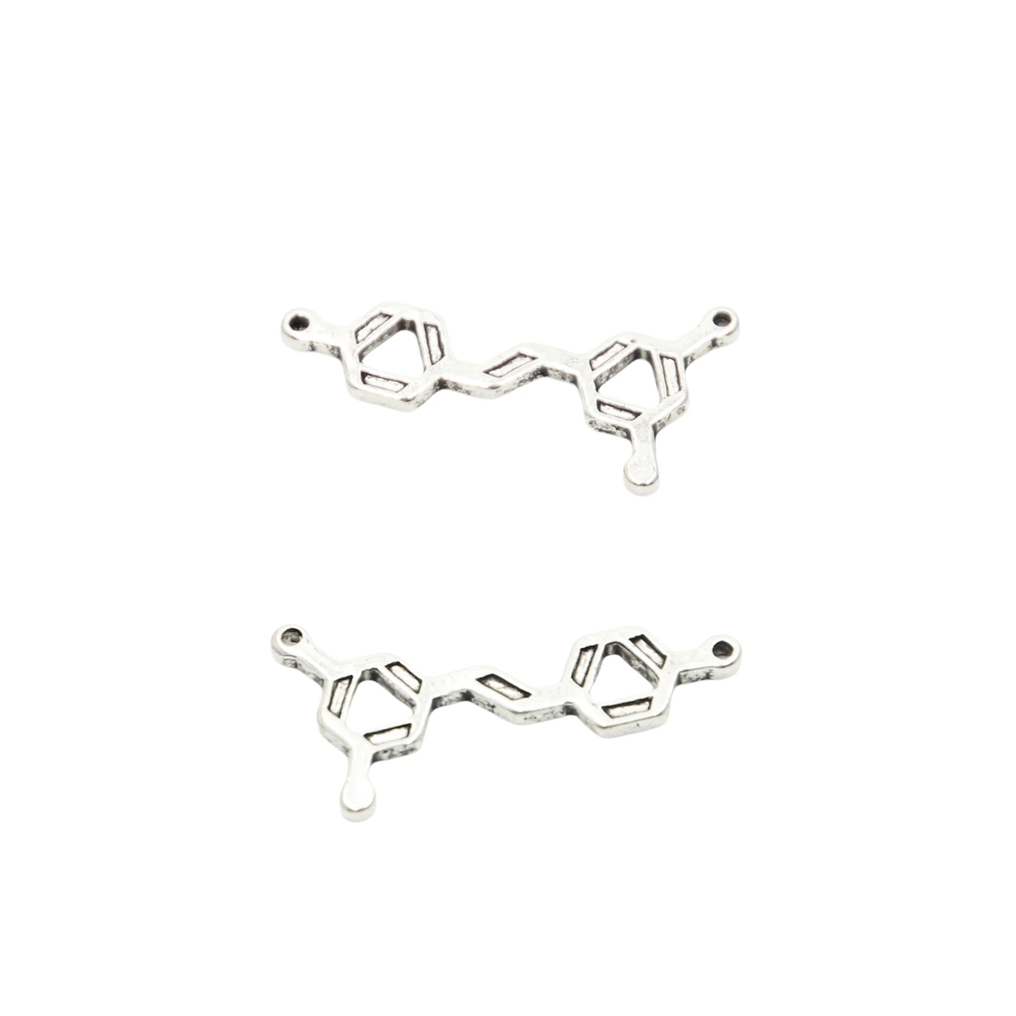 15pcs Resveratrol Molecule Charms Antique Tibetan Silver Tone Zinc Alloy 15*27mm