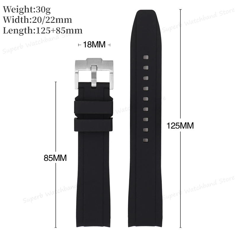 Curved End High-tensile Strength Silicone Watchband 20 22mm Soft Strap for Omega for Swatch Planet Moon Watches Accessories