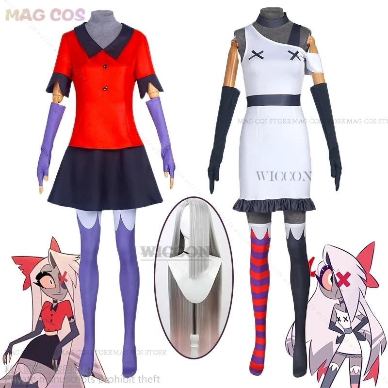 

Anime Hazbin Cos Wig Hotel Vaggie Cosplay Costume Uniform Adult Men Women Party Devil Radio Demon Carnival Halloween Full Set