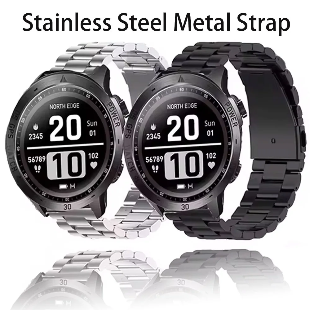 22 mm Edelstahl-Metallarmband für NORTH EDGE Cross Fit 3, bequem, atmungsaktiv, für NORTH EDGE Cross Fit 3 Zubehör Correa