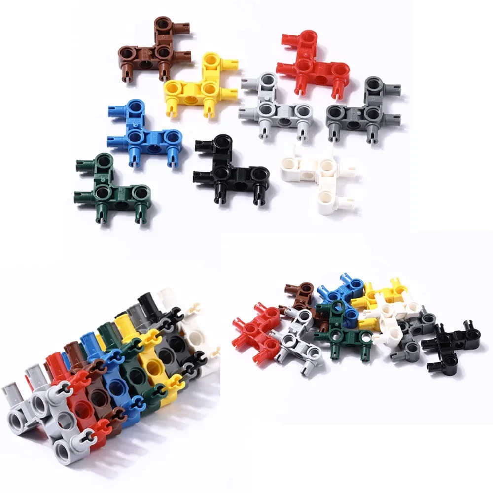 20PCS High-Tech Assemble Particle 55615 Four Bolt Three Hole Right Angle Building Blocks Kit Replaceable Part Toys For Children