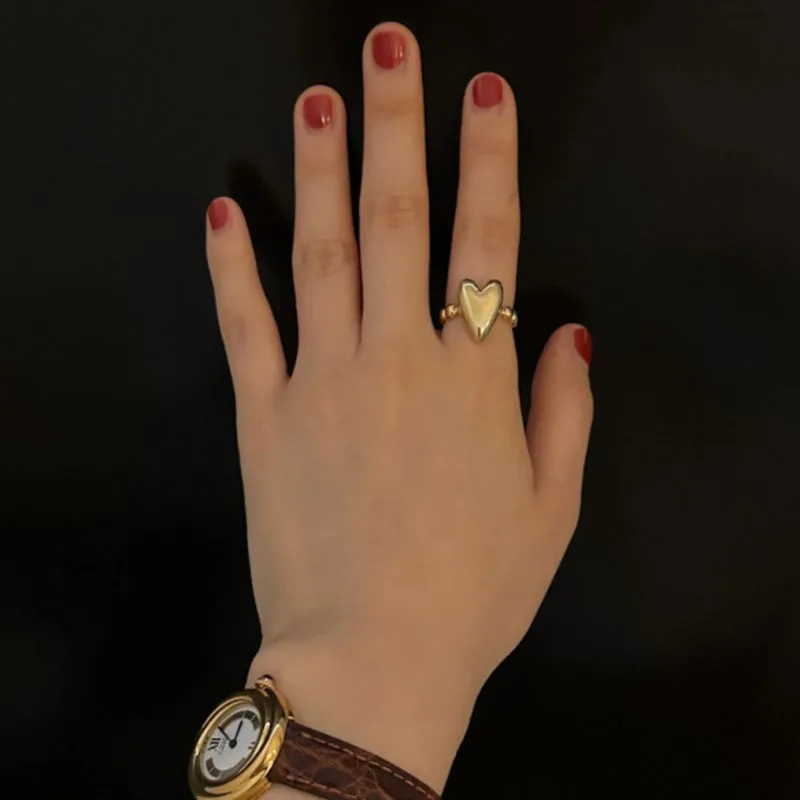 Heart rings for women cute korean fashion rings for teenage girls kawaii simple jewelry new in jewelry 2024