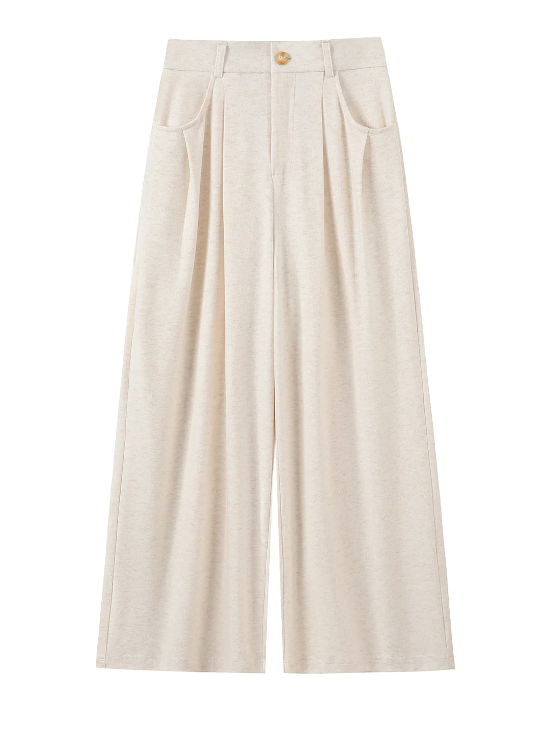 กางเกงขากว้างทรงตรงผ้าข้าวเหนียวสีโออาเอล สำหรับผู้หญิง ฤดูใบไม้ร่วง ฤดูหนาว รุ่นใหม่ เอวสูง ทรงหลวม สไตล์ลำลอง เนื้อผ้านุ่ม