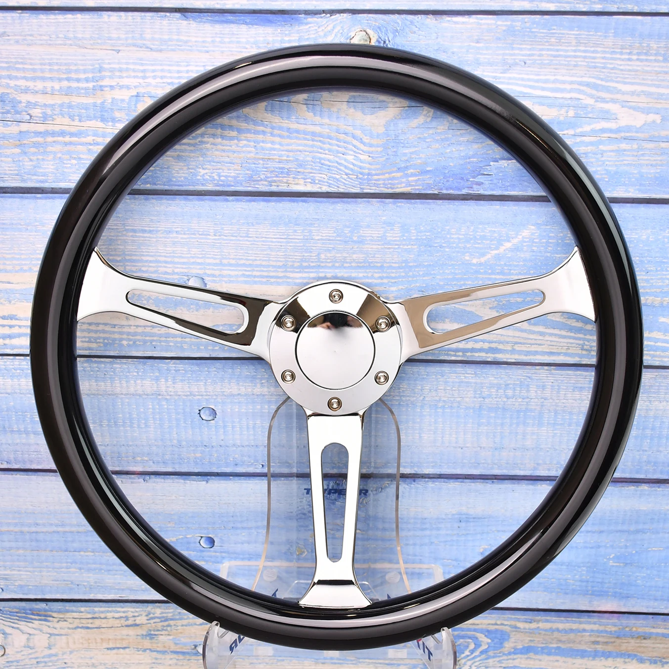 Universal 15 Inch Black Sport Steering Wheel 380mm ABS Drifting Steering Wheel 3 Spokes Long Hole Universal Sport Steering Wheel view 3