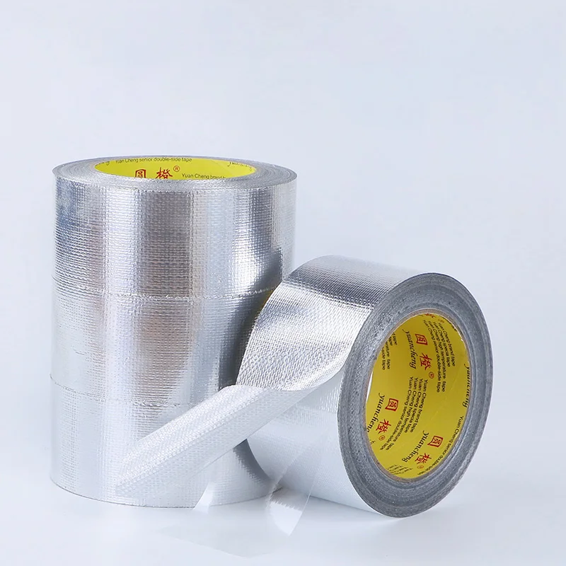 10M Glass Fiber Cloth Aluminum Foil Tape Fireproof Self-Adhesive Tape High Temperature Tin Foil Paper Duct Tape Seal Pipe