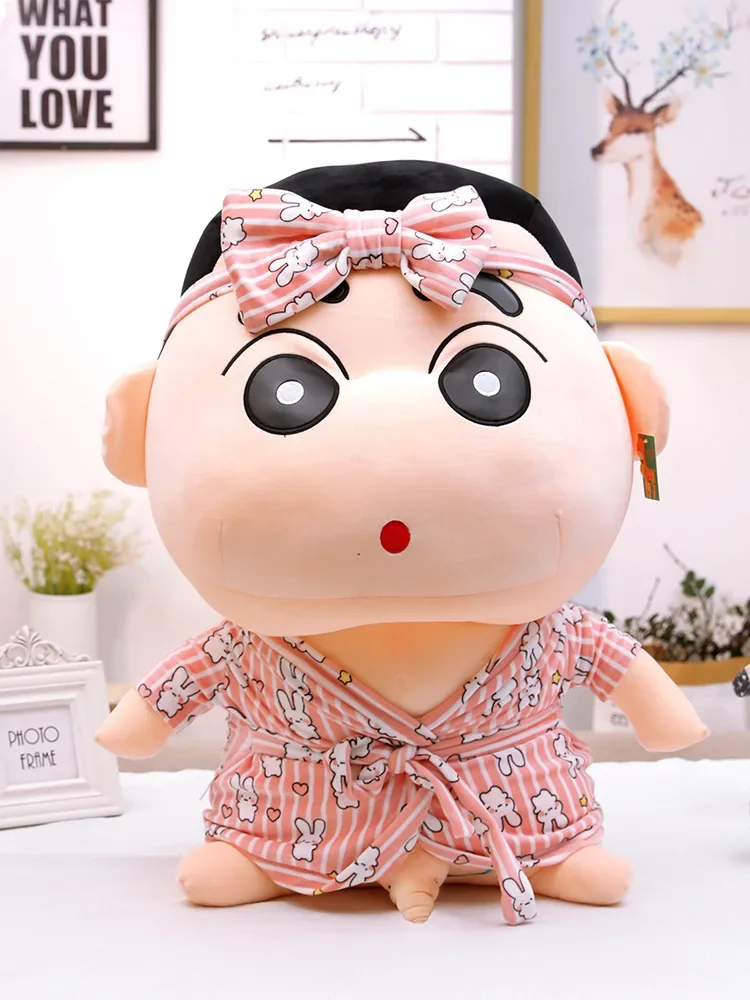 MINISO Big Size New Bathrobe Crayon Shin Chan Doll Anime Plush Fill Doll Anime Throw Pillow Doll Stuffed Animal Gift