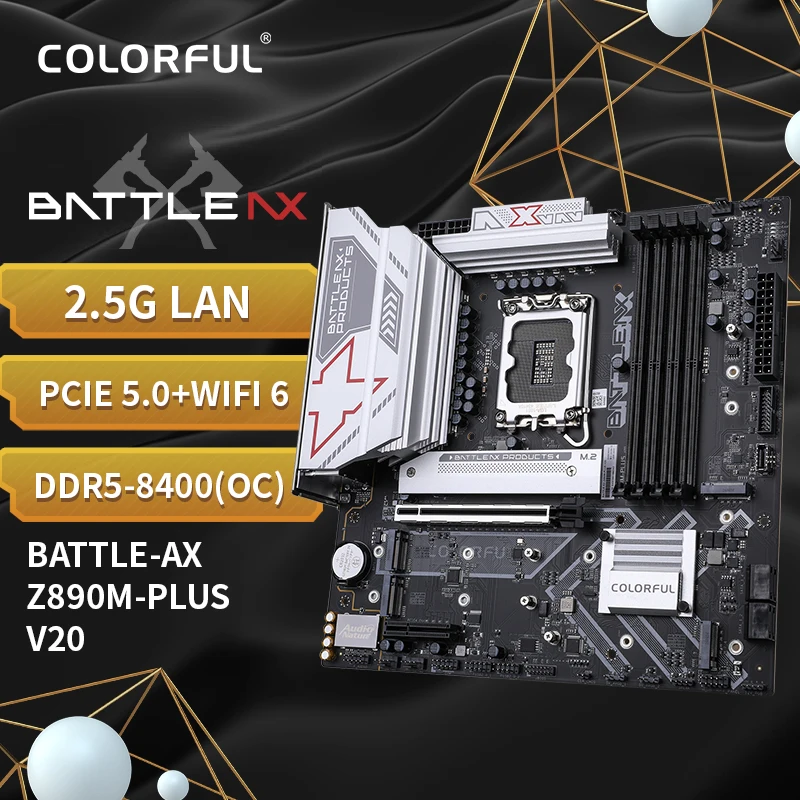 カラフルなintelz890 matx lga 1851 ddr5 m.2 type-a/c dp 1.4 hdmi 2.0 2.5g lan pcie 5.0 batten-ax z890m-plus v20