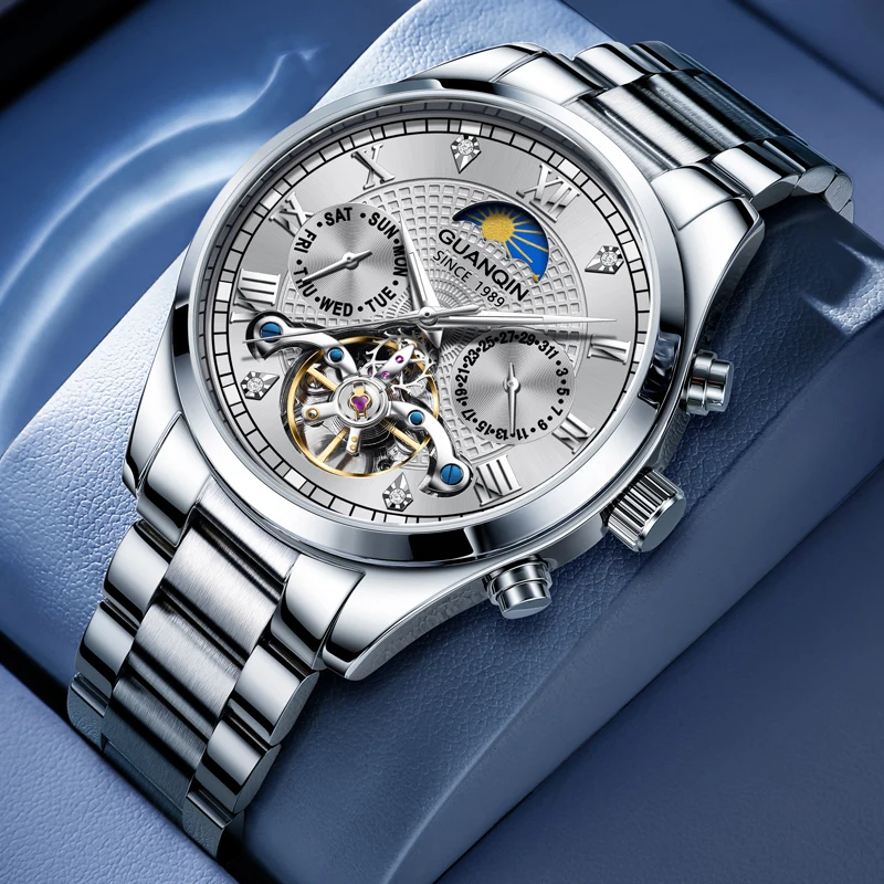 

GUANQIN Luxury Mechanical Watch for Man Multi-functional Dial Suitable for Business Leisure and Daily Use Watches for Men
