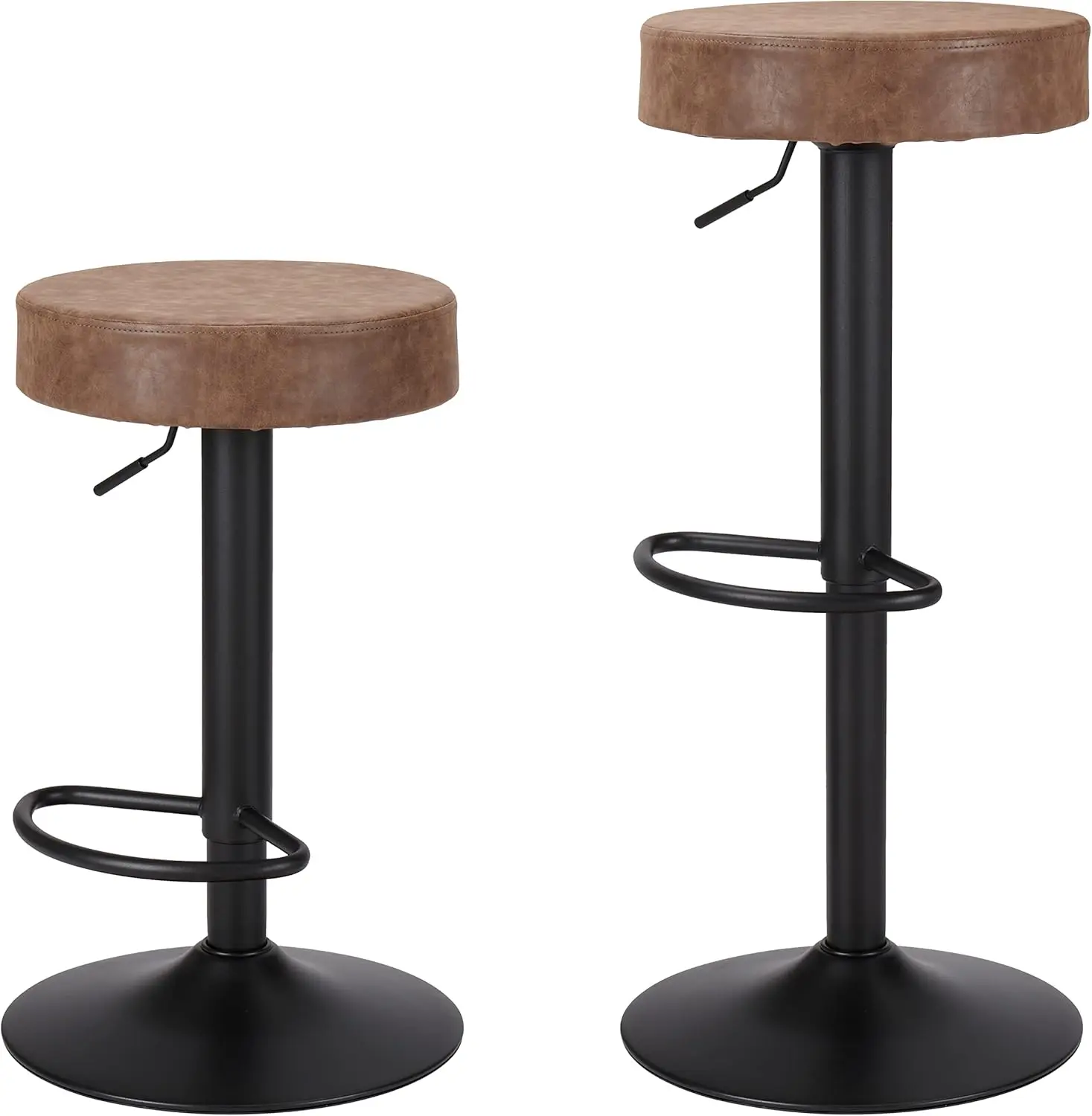 

Finnhomy Bar Stools Set of 2 Counter Height, Swivel Barstools with Footrest and Backless Round, Height Adjustable Modern Bar