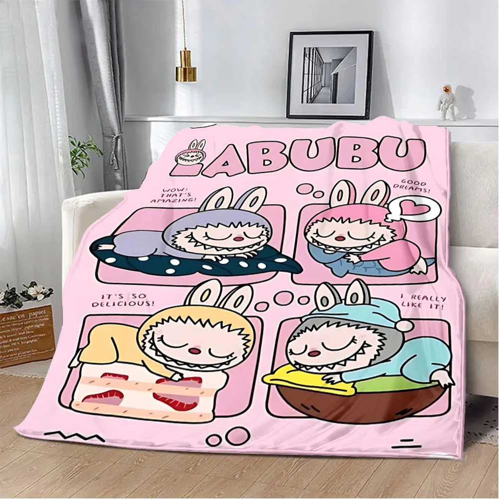 Fashion Cartoon Cute Labubu Printed Blanket Picnic Blankets Warm Blanket Soft and Comfortable Blanket Home Travel Birthday Gift