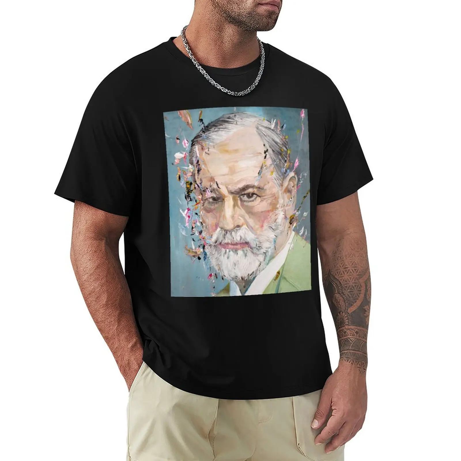 SIGMUND FREUD - oil portrait T-Shirt Streetwear Print Tee Shirt