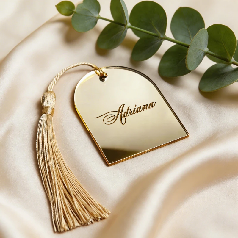 

Personalized Acrylic Tag with Text Logo, Custom Acrylic Tag with Tassel, Acrylic Tag for Wedding Name Place Cards, Bookmark Gift