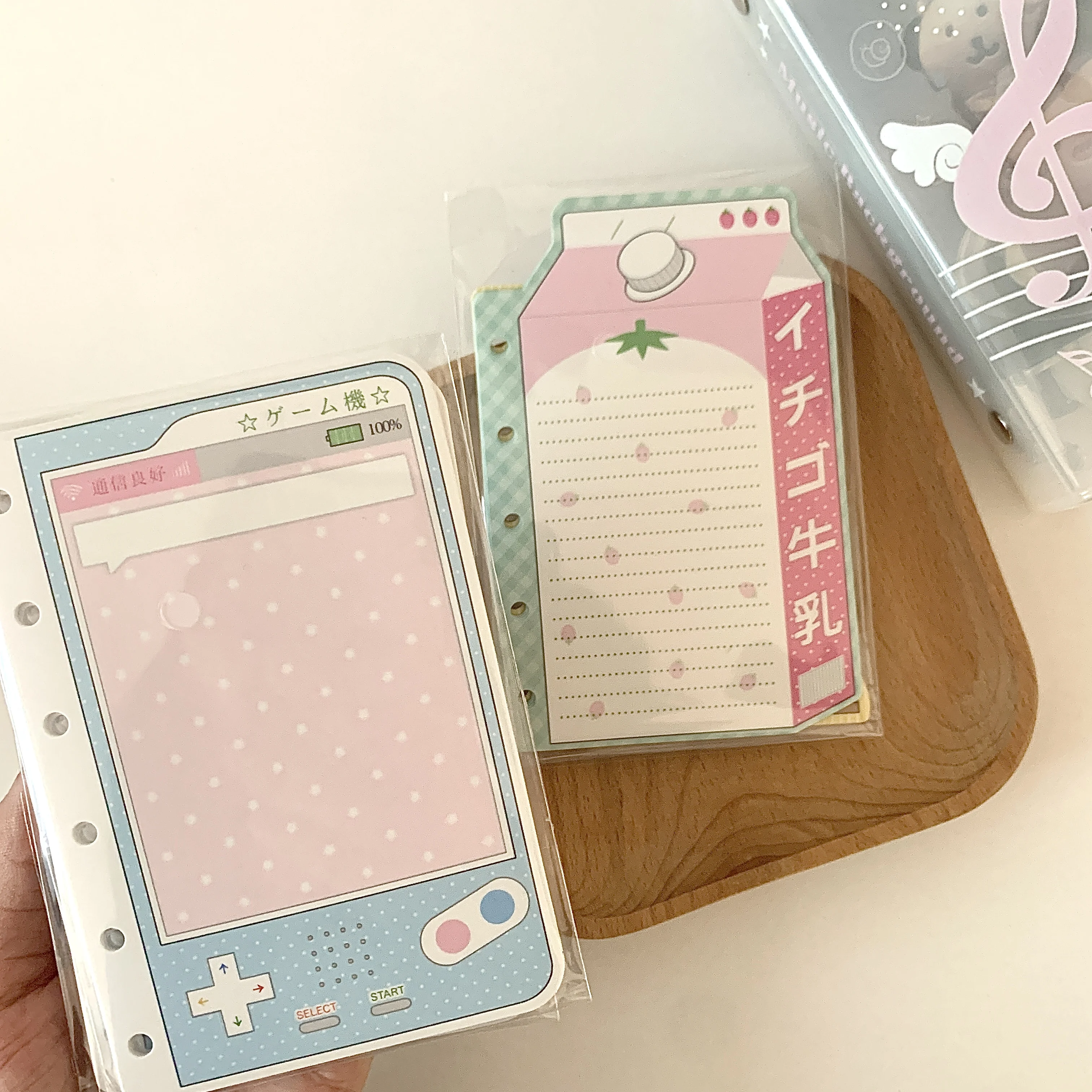 Isi Ulang Binder A7 M5 Tema Cokelat Pink, Memo Pad Bentuk Kustom, Lembar Catatan Gaya Korea Salt Punch Kawaii