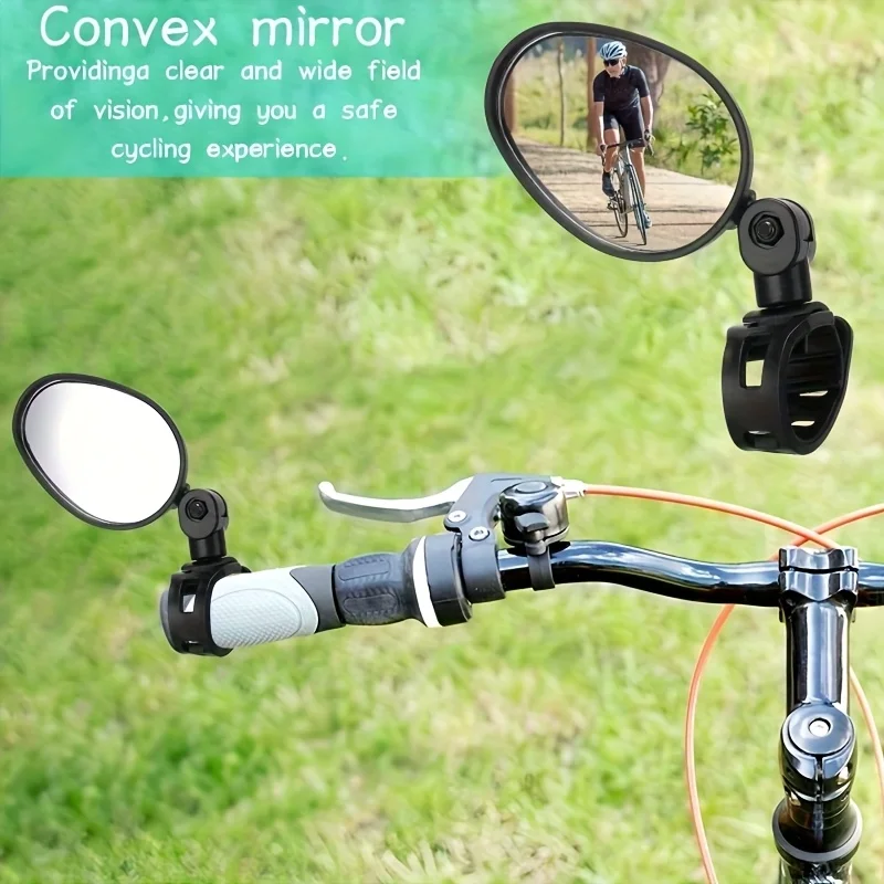 

2pcs Oval Bicycle Rearview Mirrors, High-Definition Wide-Angle Convex Mirrors, 360° Rotating Shockproof Handlebar Mounted Rearvi