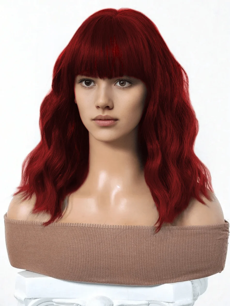 

Короткий бордовый волнистый бесклеевой парик 14-дюймовый вьющийся боб для женщин красочная часть косплей костюм парик для девочек