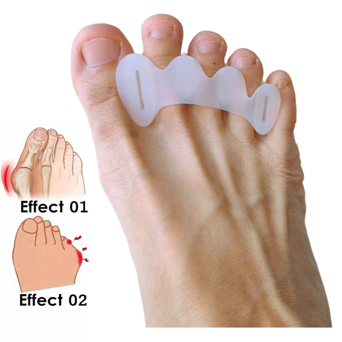 

2Pcs=1Pair Hard Silicone Bunion Corrector Overlapping Hammer Toes Fingers Foot Care Protector Pain Relief Toe Separators