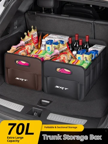 Car Trunk Storage Box Large Capacity Storage Bag Leather For Dodge SRT Challenger Charger Durango Cherokee RAM Dart Nitro