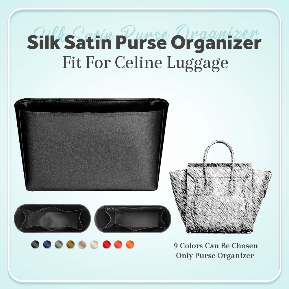 

Silk Satin Purse Organizer Insert, Inside Bag Organizer Insert Fit for Celine Luggage Handbag Small Inner Liner Storage Bag