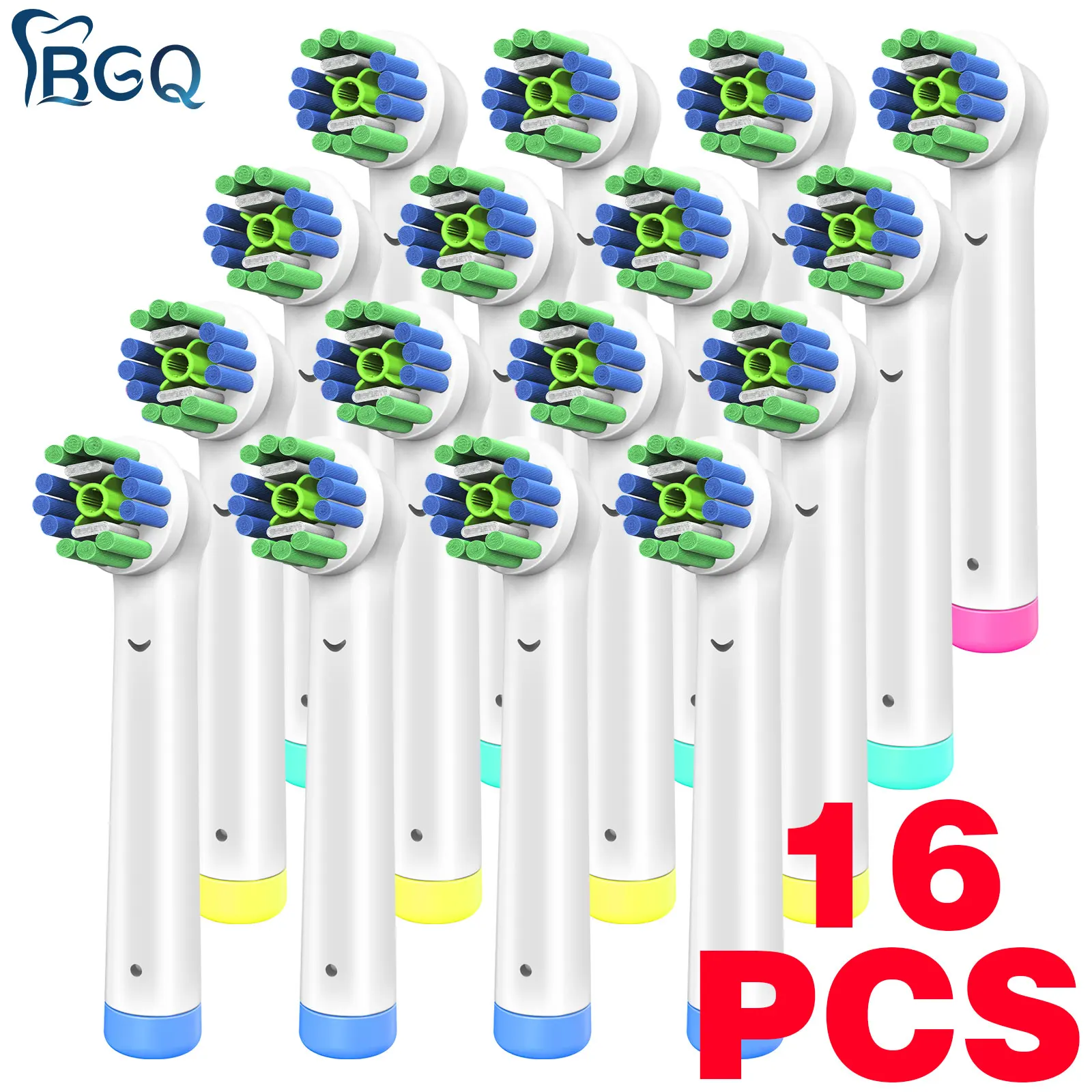 

16pcs Replacement Toothbrush Heads 3D White 7x Whitening Gum Care for Oralb Nozzles Refill Oral B Attachments All Models