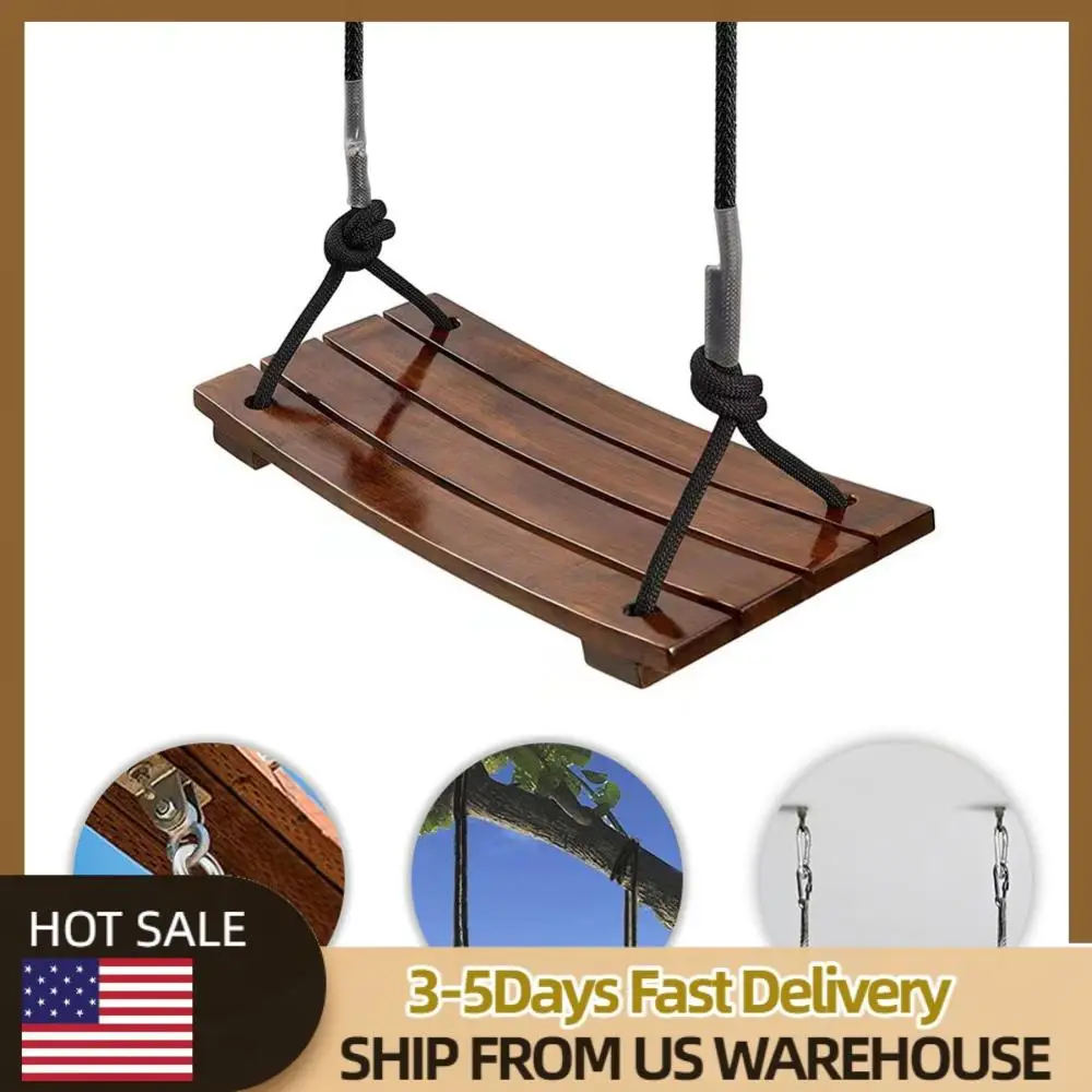 

Деревянные качели из массива дерева, максимальная нагрузка 440 фунтов, уличные веревочные качели с регулируемой длиной веревки для детей и взрослых