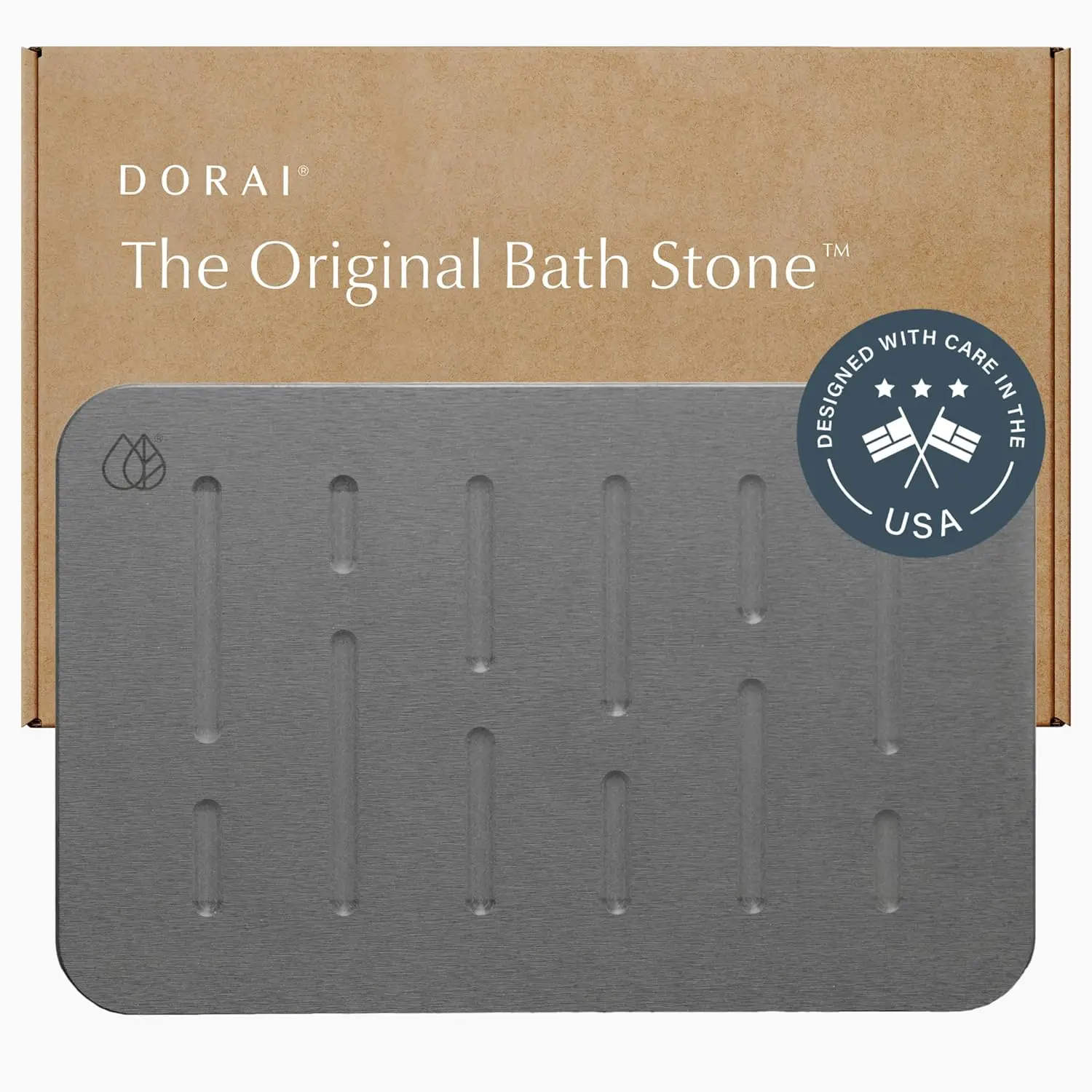 

Luxury Quick-Drying Stone Bath Mat with Non-Slip Surface and Rubberized Bottom Pad, Rain Slate Design