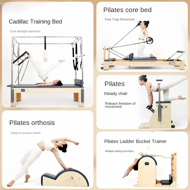 Pilates Bed Five-piece Sliding Core Bed Foldable Aluminum Alloy Small White Bed Women's Yoga Shaping Equipment