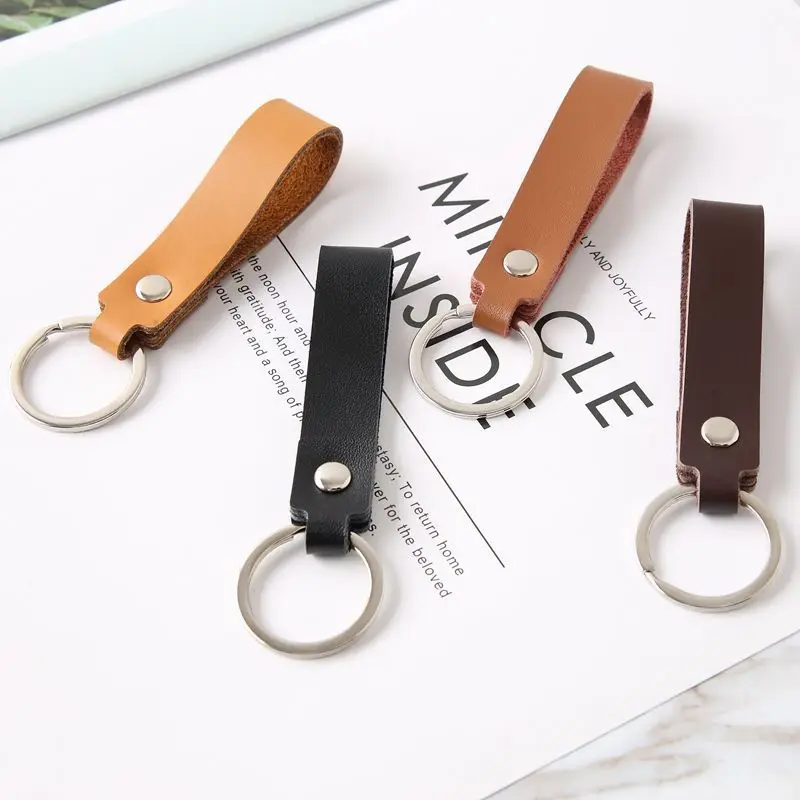 Vintage Leather Key Chain With Cowhide Rope Car Male And Female Lovers Personality Korean Creative Leather Key Chain