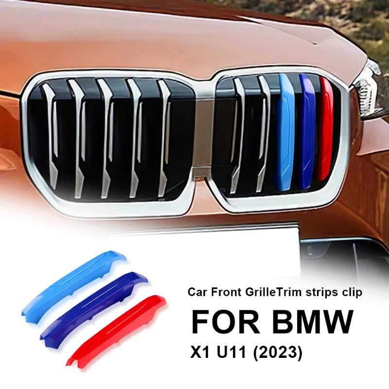 

For BMW X1 IX1 U11 2023-2024 ABS Car Front Grille Stripes Covers Grid Strips Clips Trim Cover Car Accessories