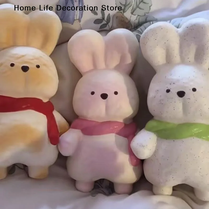 【H】Cute Bread Bunny Squeeze Toys Soft Slow Rising Texture Lovely Scarf Design For Stress Relief Desk Decor Kids Gifts