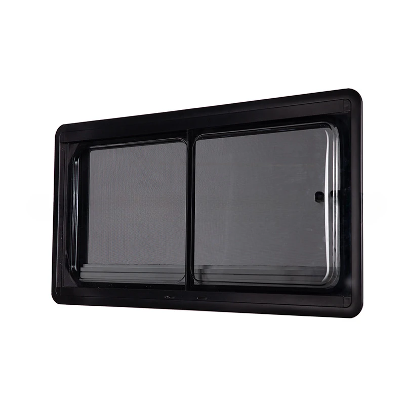 

Right-angle single-side sliding window, acrylic glass RV window with screen blackout curtain