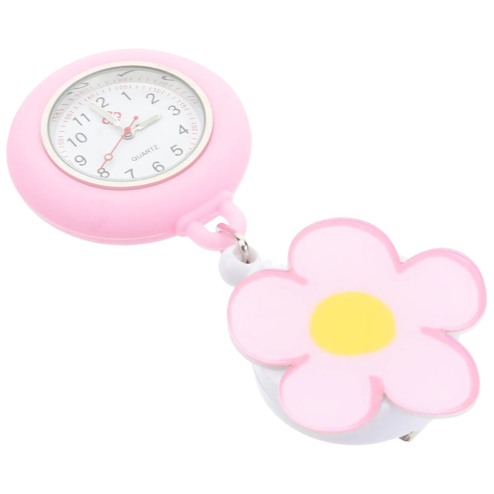 Pocket Watch for Nurses Luminous Clip-on Design Medical Staff Gift Cartoon Pattern Easy-to-Clean Portable Quartz