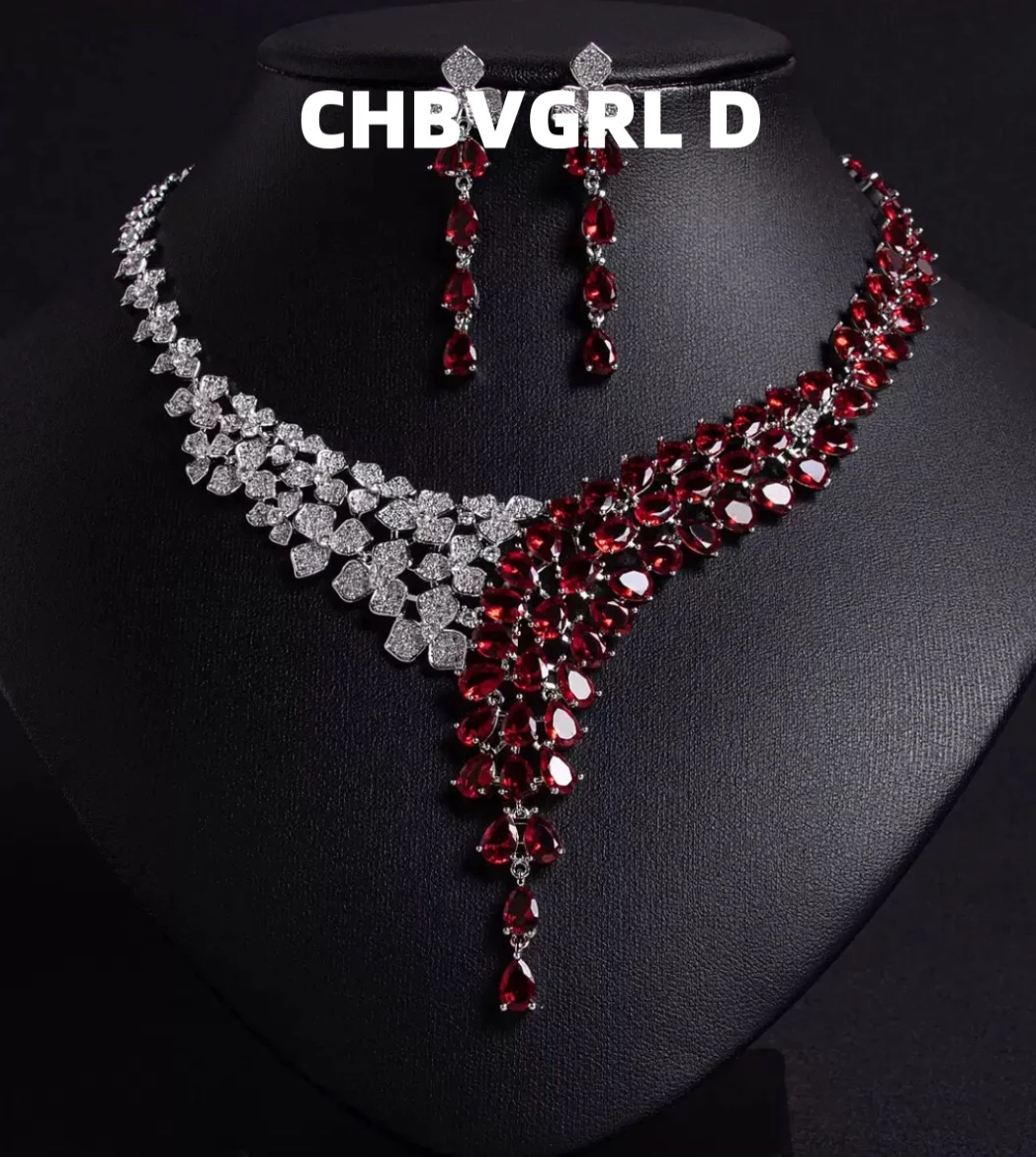 

[Special] Hot-selling European and American bride wedding necklace and earrings zirconium set shining simple wedding dress jewel